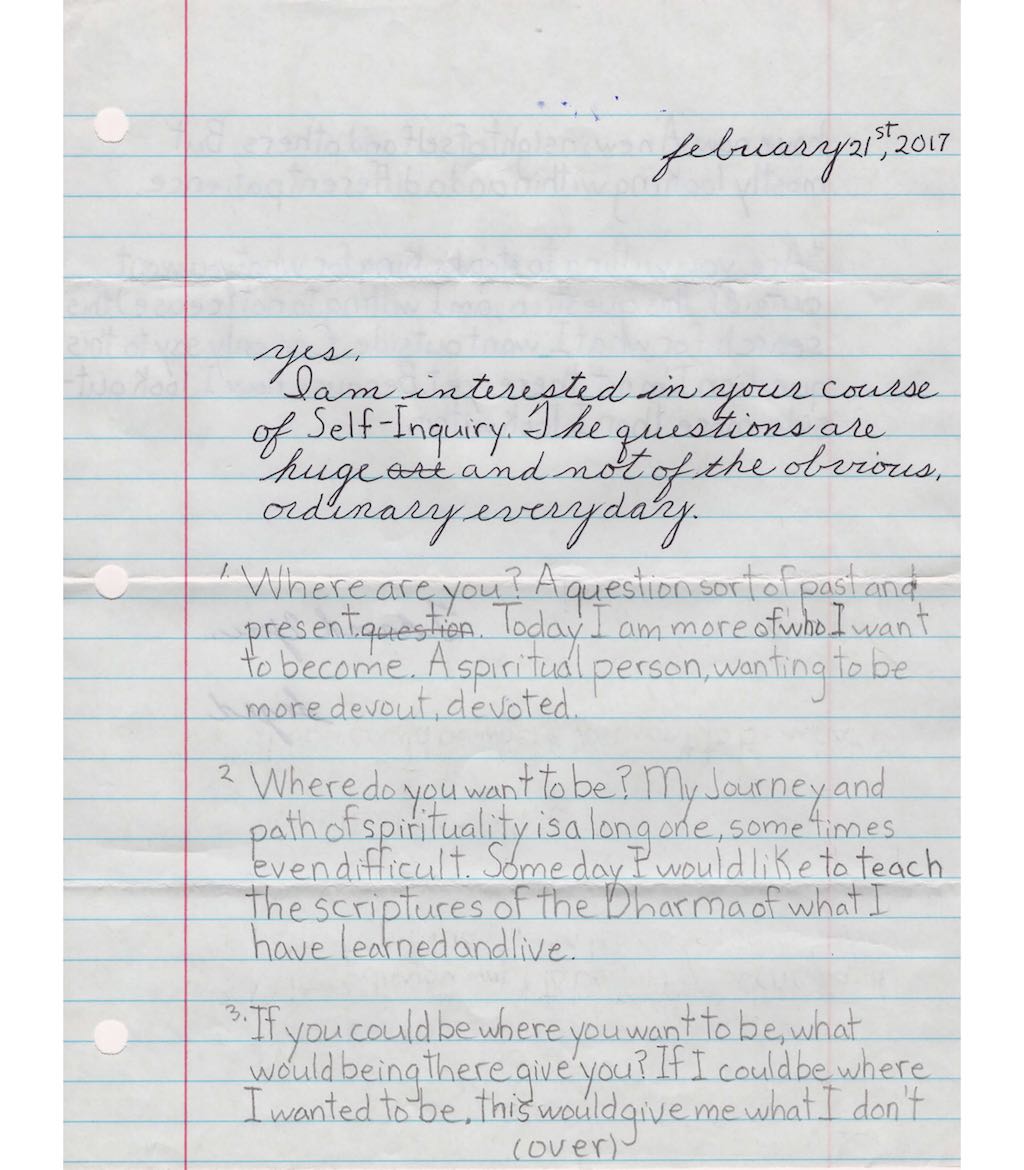 Prisoner letter enrolling if course